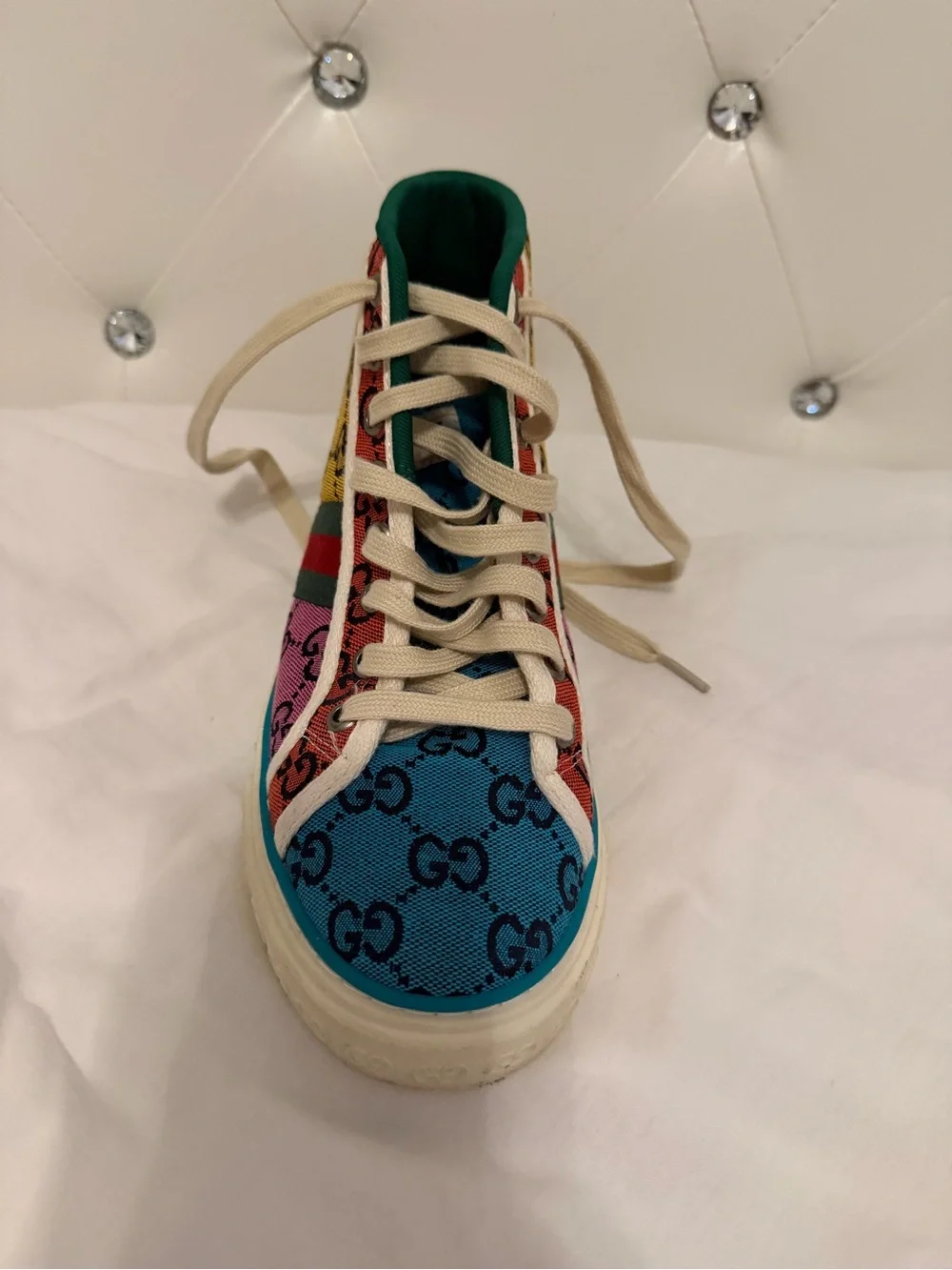 Gucci Kids Multicolor High-Top Logo Canvas Sneakers